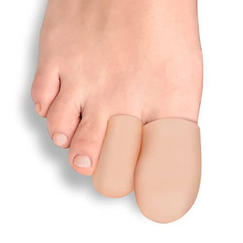 LUFOEVER 10 Pieces Toe Protector, Gel Toe Protectors to Provide Relief from Missing or Ingrown Toenails, Corns, Blisters, Hammer Toes (6L/4S,Beige)