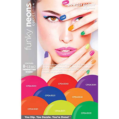 Cuccio Pro Powder Polish Nail Colour Dip System - Funky Neons 8 X 0.5 Oz, 8count