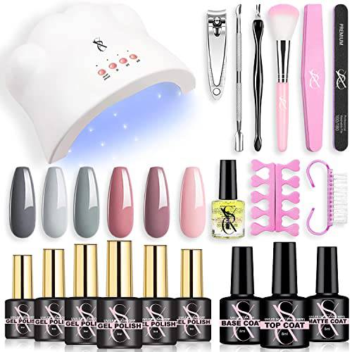 SXC Cosmetics Gel X Nail KIt 6 Colors Pink Series with XXL Nail Tips f