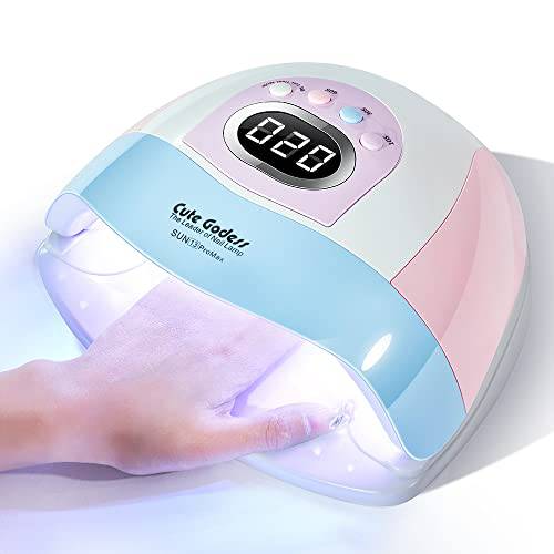 cute godess UV LED Nail Lamp 220W Fast Dryer Nail Curing Lamps for Home & Salon UV Nail Dryer for Gel Polish with Automatic Sensor -4 Timers Professional Nail Art Accessories Purple