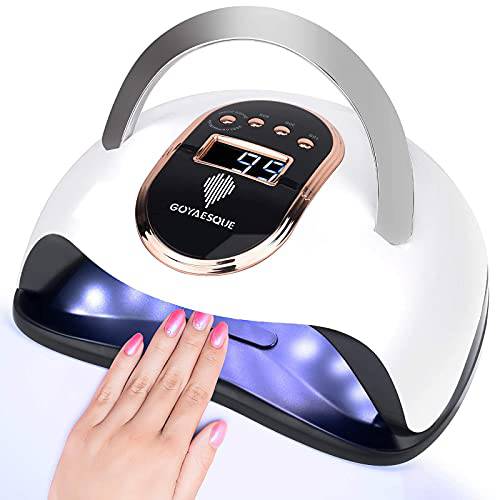 Goyaesque 168W UV Led Nail Lamp Faster Gel Nail Dryer LED Nail Light Professional Gel Polish UV Curing Lamp with 4 Timmer Setting Protable Handle Large Space LCD Screen Automatic Sensor