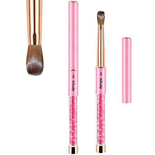 100% Pure Kolinsky Nail Brush Size 10, Oval Crimped Pressed Shaped Acrylic Nail Brushes,Metal Handle Acrylic Powder Brush Set Professional Manicure for DIY Home Salon,for Beginner and Professional
