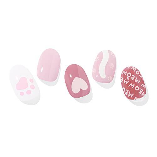 ohora Semi Cured Gel Nail Strips (N Meow) - Works with Any Nail Lamps, Salon-Quality, Long Lasting, Easy to Apply & Remove - Includes 2 Prep Pads, Nail File & Wooden Stick - Pink