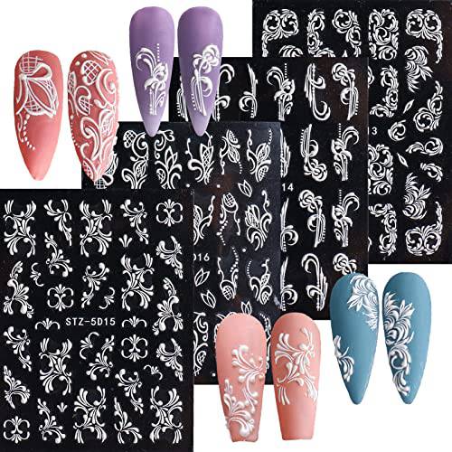 Mocossmy Flower Nail Art Stickers,4 Sheets 5D Embossed Flower Nail Decals Butterfly Self Adhesive Stereoscopic Luxury Nail Sticker for Women Girls Acrylic Press On Nails Spring DIY Manicure Decoration