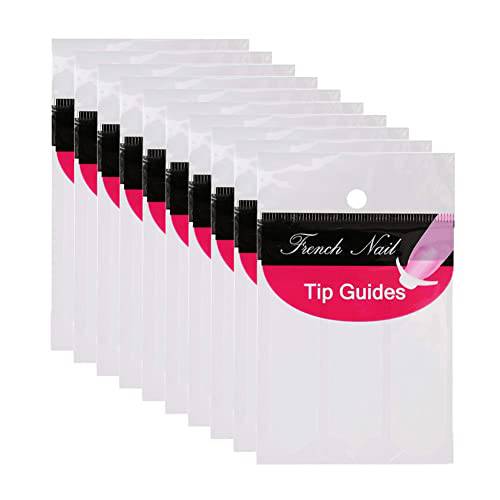 Haobase French Manicure Nail Art Tips Sticker Stencil 3 Style, White (Pack of 10 Sheets)