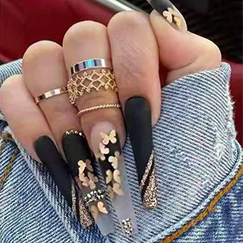 Line Press on Nails Long luxurious Fake Nails Acrylic French Ballet Gold Line Nude Marble Exquisite Design Fashion Nail Decoration for Nails for Women and Girls 24Pcs