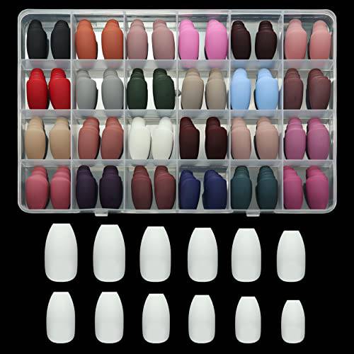 6 Packs (144 Pcs) Press on Nails Medium,Vansiho Acrylic Short Fake Nails Almond and Square Glue on Nails for Women