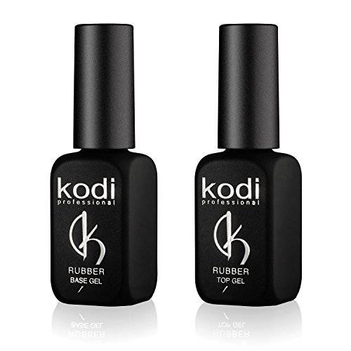 Professional Rubber Top & Base Gel Set By Kodi | 12ml 0.42 oz | Soak Off, Polish Fingernails Coat Kit | For Long Lasting Nails Layer | Easy To Use, Non-Toxic & Scentless | Cure Under LED Or UV Lamp