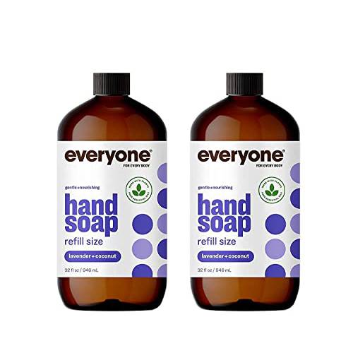 Everyone Liquid Hand Soap, Lavender & Coconut, Plant-Based Cleanser with Pure Essential Oils, 32 Fl Oz (Pack of 2) (Packaging May Vary)