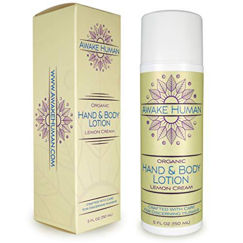 Organic Hand Lotion, Intensive Hand Cream and Body Lotion, Nourishes Dry Skin with Organic Oils, Vitamin B5 and Green Tea, Delicious Scent, 5 Ounces