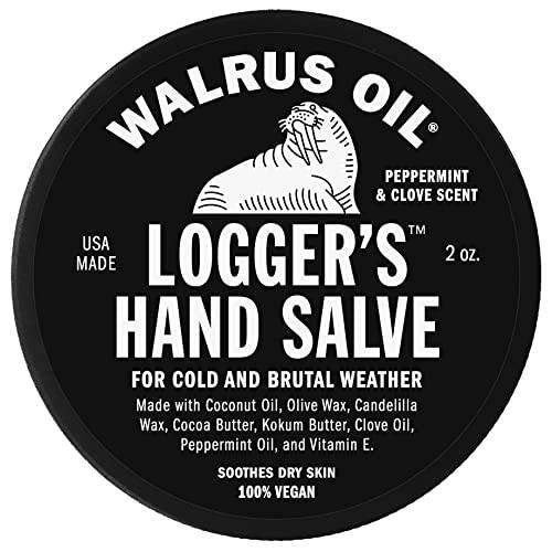 Walrus Oil - Logger’s Hand Salve Cream, 2oz, 100% Vegan, Made with Olive Wax, Kokum Butter, Coconut Oil and more. Peppermint and Clove scent.