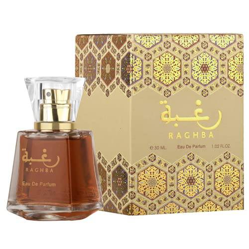 Lattafa Perfumes Raghba EDP (Eau De Parfum) I Middle Eastern baked sweets in a spice market scent I Warm, cozy, and smoky Vanilla add a sweet, elegance I Long - lasting and Great Silliage I