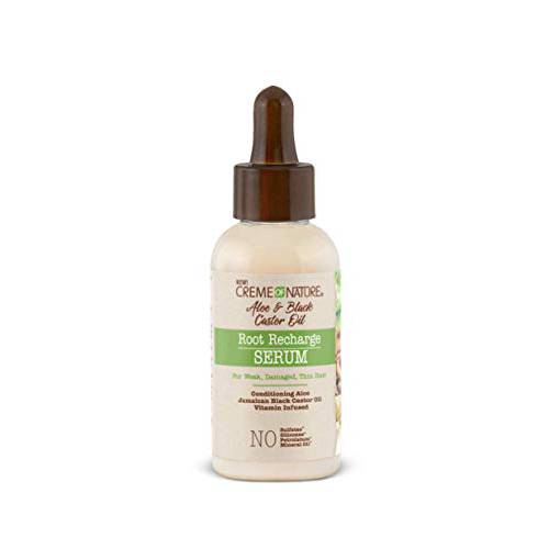 Root Recharge Serum by Creme of Nature, Aloe & Black Castor Oil Formula, for Weak, Damaged, Thin Hair, 1.7 Oz