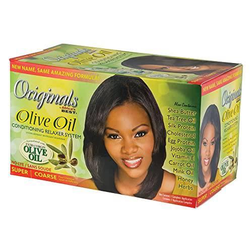 Originals by Africa’s Best Olive Oil Hair Relaxer Kit, No lye Super / Coarse System, Conditions and Moisturizes For Healthier Looking, Softer, Silkier, Straighter Hair