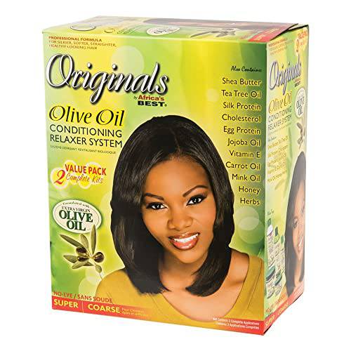 Originals By Africa’s Best Olive Oil Conditioning Relaxer System 2-Pack, Helps Repair, Rebuild and Restore Your Hair’s Elasticity and Softens & Shines, Designed for Coarse Hair Textures