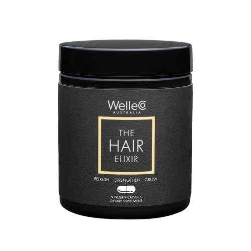 WelleCo, The Hair Elixir, Vegan Formula, Promotes Hair Growth & Thickness and Reduces Breakage, 60 Capsules