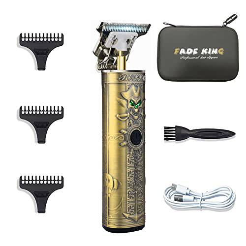 FADEKING Beard Trimmer for Men, Zero Gapped Trimmer for Men T-Blade Trimmer Cordless Rechargeable Edgers Clippers Haircut & Grooming Kit with Travel Storage Case (Bronze)
