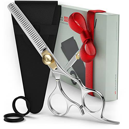 Suvorna Razeco e16 6.5” Barber Thinning Shears for Hair Cutting, Trimming & Styling. Precision 30 Teeth Razor Sharp Edge. Texturizing, Layering, Blending Scissors for Bangs. Best for Salons & Home Use