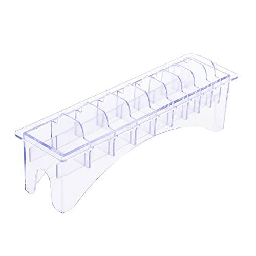 LPNALJL Rectangular Hair Clipper Limit Comb Blade Organizer Case, Plastic Guide Comb 10 Blocks Storage Box, Universal Hair Tools Supplies Base Container for Barber Shop Home