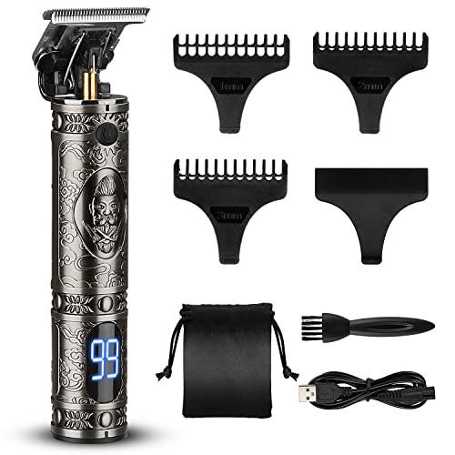Professional Hair Trimmer for Men, Barber Clippers T Blade 0mm Gapped Hair edgers & Beard Trimmer, Cordless USB Charging Electric Haircut Machine with 3 Combs for Barbershop Home