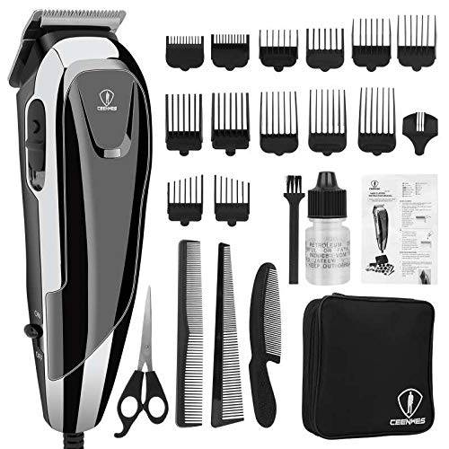 Corded Hair Clippers Professional Hair Cutting Kit 24 Pieces Accessories Hair Trimmer with 14 Guide Combs,3 Hair combs,1 Scissor,1 Storage case,1 Barber Cape