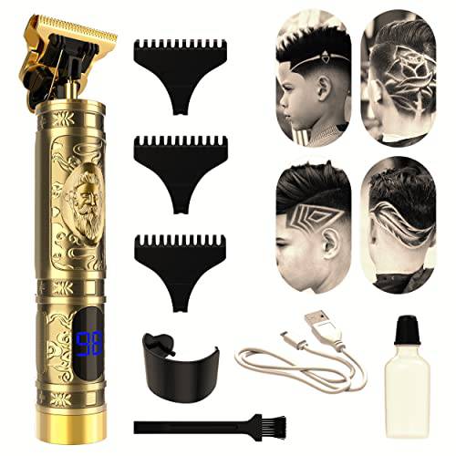 Professional Hair Trimmers, T Liners Clippers for Men , T Trimmer for Men, Vintage t9, Cordless Zero gapped ,Barber Detailer Trimmer, 0mm Outline Trimmer, Hair edgers Clippers (Gold)
