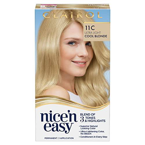 Clairol Nice’n Easy Permanent Hair Dye, 11C Ultra Light Cool Blonde Hair Color, Pack of 1