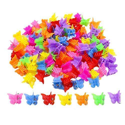WEFOO 100 Pack Butterfly Hair Clips for Girls and Women, Beautiful Bulk Small Mini Butterfly Hair Clips, Assorted Color