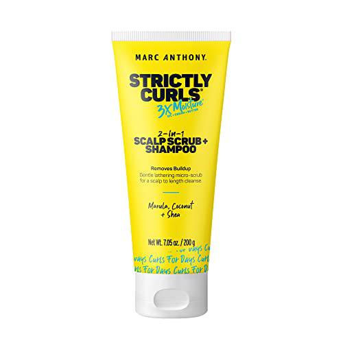 Marc Anthony Strictly Curls Coconut Oil & Marula Oil 3x 2-in-1 Scalp Scrub & Shampoo - Shea Butter & Bentonite Clay Scalp Scrub and Shampoo -Exfoliating Scalp Scrub Deeply Cleanses Curly Hair