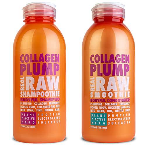 Real Raw Collagen Shampoo & Conditioner set - Strengthen & Repair - No Water 100% Pure Aloe Juice & Coconut Water - Sulfate & Paraben Free