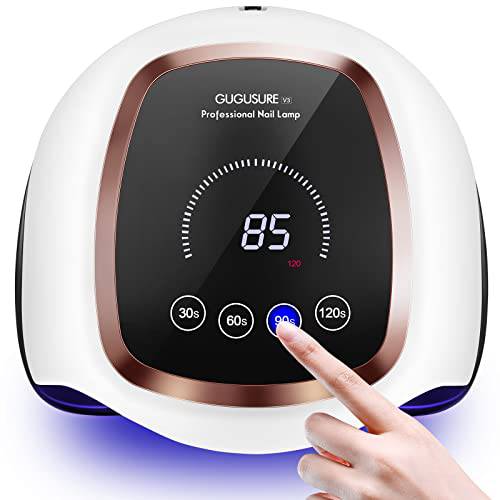 UV LED Nail Lamp, Gugusure Upgrade 180W Nail Dryer for Gel Polish with LCD Display, Auto Sensor and 4 Timer Settings, Professional Gel Curing Lamp Gel Polish Light with 42 LED Beads for Salon and Home