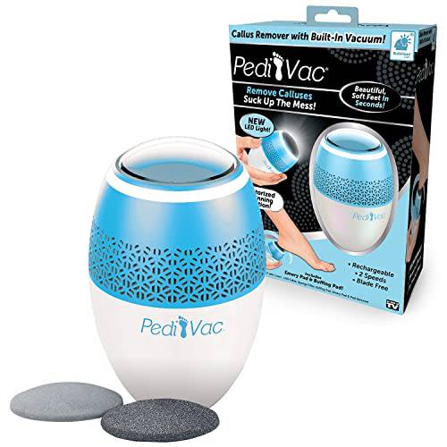 As Seen On TV PediVac Electric Callus Remover + Built-In Vacuum Sucks Up Shavings, New Look, Gently Removes Calluses & Dry Skin in Seconds, Mess-Free, Spins at 2000 RPMs, LED Light, 2 Speed Settings