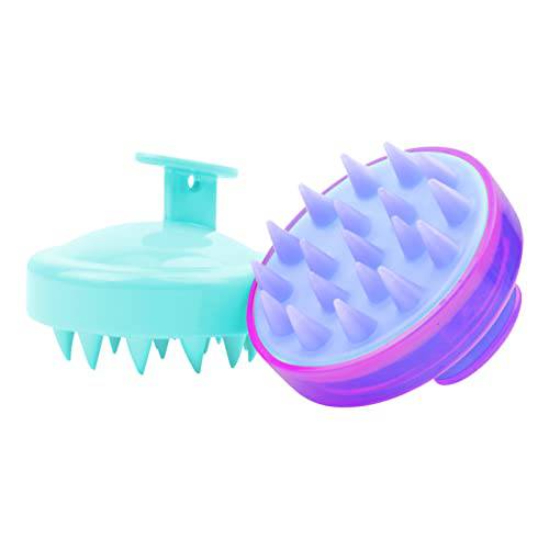 YEEPSYS Hair Scalp Massager, Shampoo Brush Silicone Head Washer Brush Handheld Shower Scalp Scrubber Cleansing Brush for Removing Dandruff (Blue+Pink)