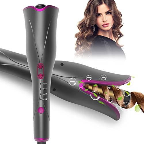 Auto Hair Curler,Automatic Curling Iron 1” for Hair Styling,Curling Iron with Dual Voltage,4 Temps & 3 Timer Settings, Anti-Scald,Auto Shut-Off, Fast Heating Spin Iron for Long Short Hair (Fuchsia)