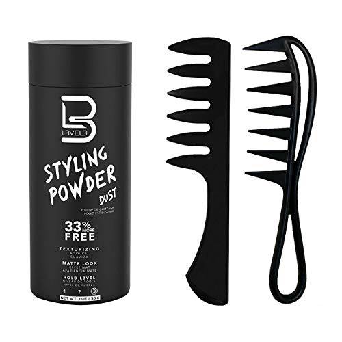 Level 3 Styling Powder & Styling Comb Set - Easy to Apply with No Oil or Greasy Residue - Professional Salon Look - Lightweight and Ergonomic - Natural Look Mens Powder L3 - Delivers Matte Finish