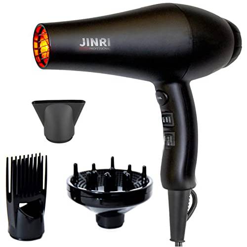 Professional Ionic Hair Dryer Blow Dryers with Comb Diffuser Concentrator Attachments for Straighten Curly Hair, Fast Dry 1875 Watt Salon Infrared Technology Hairdryer (Matte Black)
