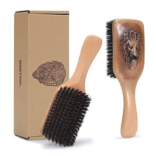 BESTOOL 100% Pure Boar Bristle Hiar Brush for Thin, Fine and Medimum Hair Type Premium Unique Design Boar Bristle Hairbrush to Improve the Texture and Vibrancy From Roots to Hair Ends