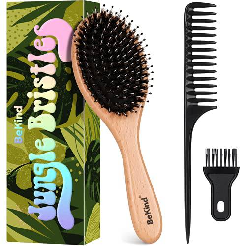 Bekind Hair Brush, Boar & Nylon Bristle Brush, Boar Bristle Hair Brushes for for Wet/Dry Hair Smoothing Massaging Detangling, for Women Men Kid, Adds Shine and Makes Hair Smooth, Perfect for Daily Use