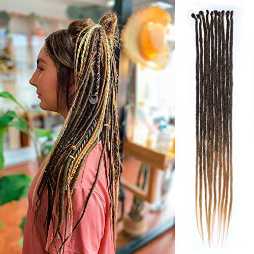 Kraler 22 Thin Ombre Dreadlock Extensions Synthetic Crochet Braided Hair Backcombed Extensions(10 Strands)