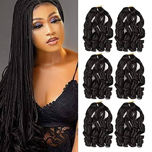 8-pieces of French Curl Braiding Hair Loose Wavy Braiding Hair Wavy Synthetic Braiding Hair for Black Women Crochet Braids Hair Extensions(1B)