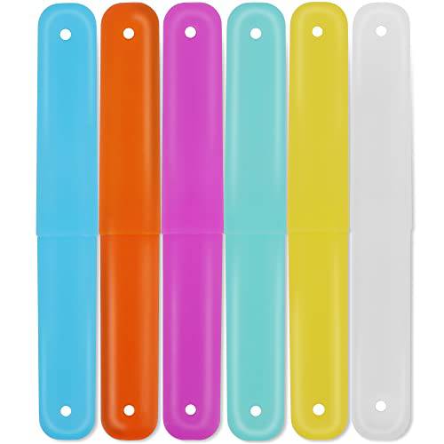 Cllayees 6 Pcs Travel Toothbrush Case Holder, Breathable Portable Toothbrush Container, Multiple Color Clear Toothbrush Holder for Home Trip Camping
