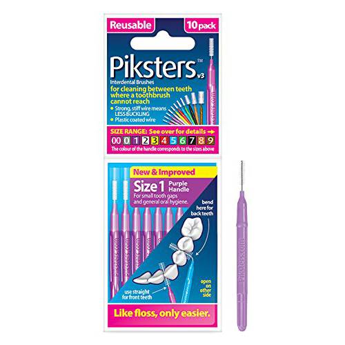 Piksters Interdental Brushes, Size 1, Purple Handle