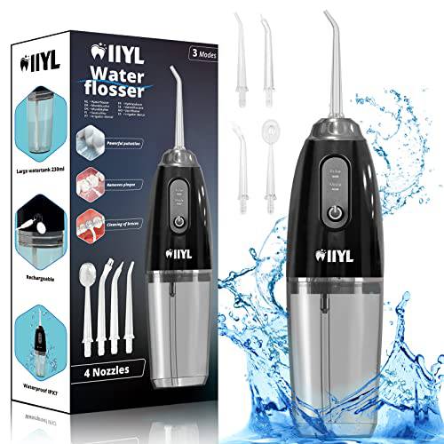 IIYL Water Flosser Cordless, Electric IPX7 Waterproof Dental Oral Irrigator for Teeth, Gums, Braces, Rechargeable Portable Tooth Cleaner with 3 Modes and 4 Jet Tips for Home Travel