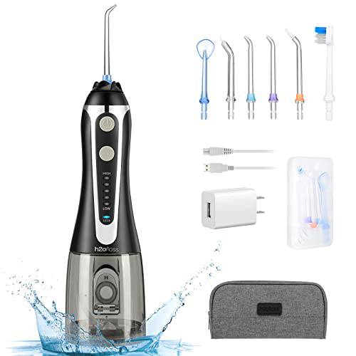 Water Dental Flosser, H2ofloss Cordless Oral Irrigator,Rechargeable Teeth Cleaners for Braces Oral Care,Waterproof and Portable for Travel with 6 Nozzles