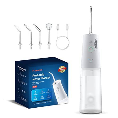 Water Flosser Cordless, Portable Teeth Cleaner with 3 Modes 4 Replacement Tips, DIY Mode 300ML Water Tank, IPX7 Waterproof, Powerful Cleaning, Rechargeable Dental Oral Irrigator for Travel Home Braces