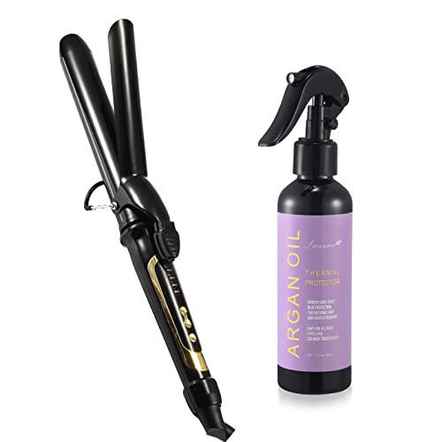 Lanvier 1.25 Inch Professional Extra Long Curling Iron + 6.8Oz / 200ml Heat Protectant Spray for Hair Up to 450 F to Prevent Damage and Make Your Hair Smooth