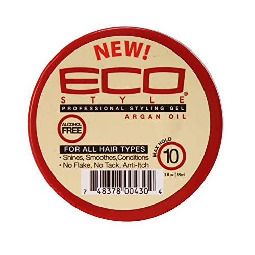 Ecoco Eco Style Gel - Argan Oil - 100% Pure Olive Oil - Promotes Healthy Hair - Nourishes And Repairs Hair - Long-Lasting Shine - 10/10 Maximum Hold - Tames Frizzy Hair - For All Hair Types - 3 Oz
