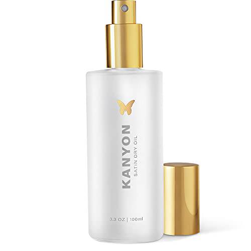 Kanyon Satin Dry Oil 3.3oz - Nourishing Spray with UV Hair Protection Sunblock - Vitamin Rich Hair Oil Spray - Natural Oil For Hair - 100% Safe Vegan Formula - for Dry Damaged Hair - Made in the USA