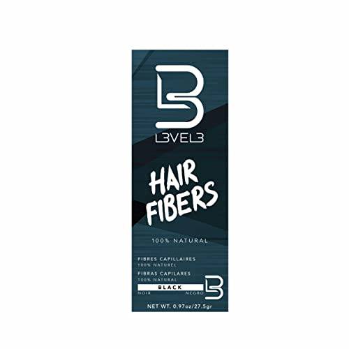 Level 3 Hair Fibers - Cover Bald Spot or Thinning Hair - Natural Looking Finish - Instant Grey Coverage and Thicker Hair (Black)