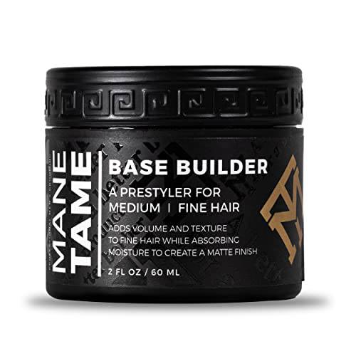 Mane Tame Base Builder 2oz - Prestyling Hair Balm for Medium - Fine Hair, Adds Volume + Texture with a Matte Natural Finish